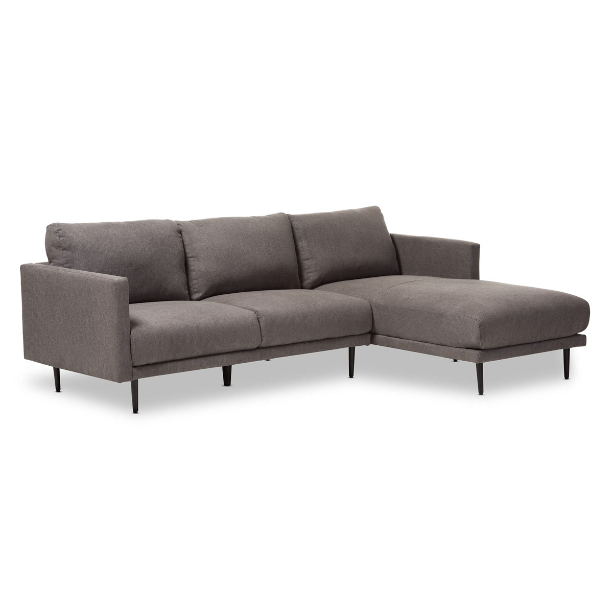 Baxton Studio Riley Retro Mid-Century Modern Grey Fabric Upholstered Right Facing Chaise Sectional Sofa Baxton Studio-sectionals-Minimal And Modern - 2