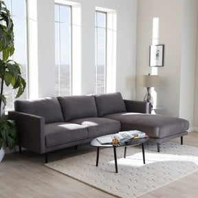 Baxton Studio Riley Retro Mid-Century Modern Grey Fabric Upholstered Right Facing Chaise Sectional Sofa Baxton Studio-sectionals-Minimal And Modern - 1