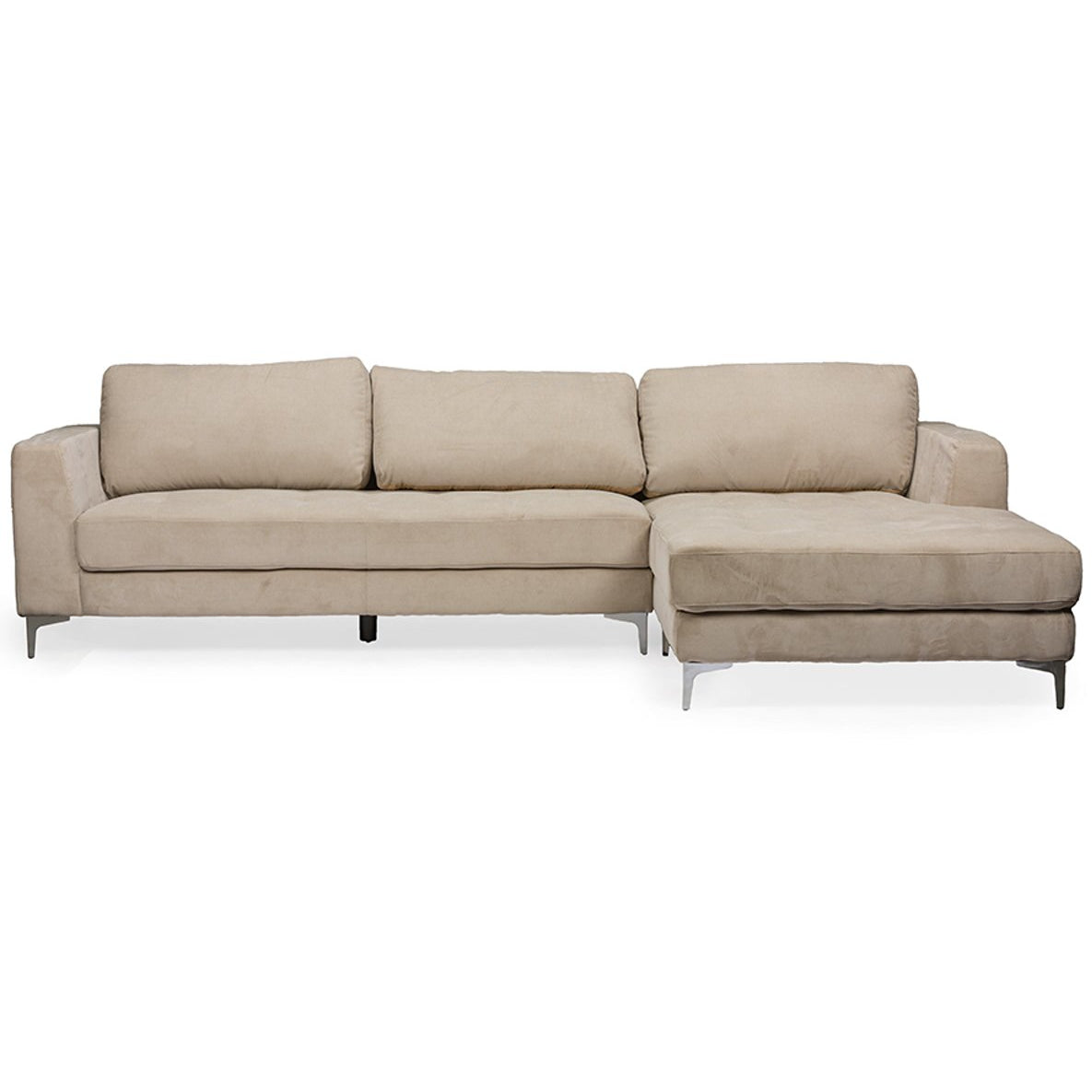 Baxton Studio Agnew Contemporary Light Beige Microfiber Right Facing Sectional Sofa Baxton Studio-sectionals-Minimal And Modern - 1