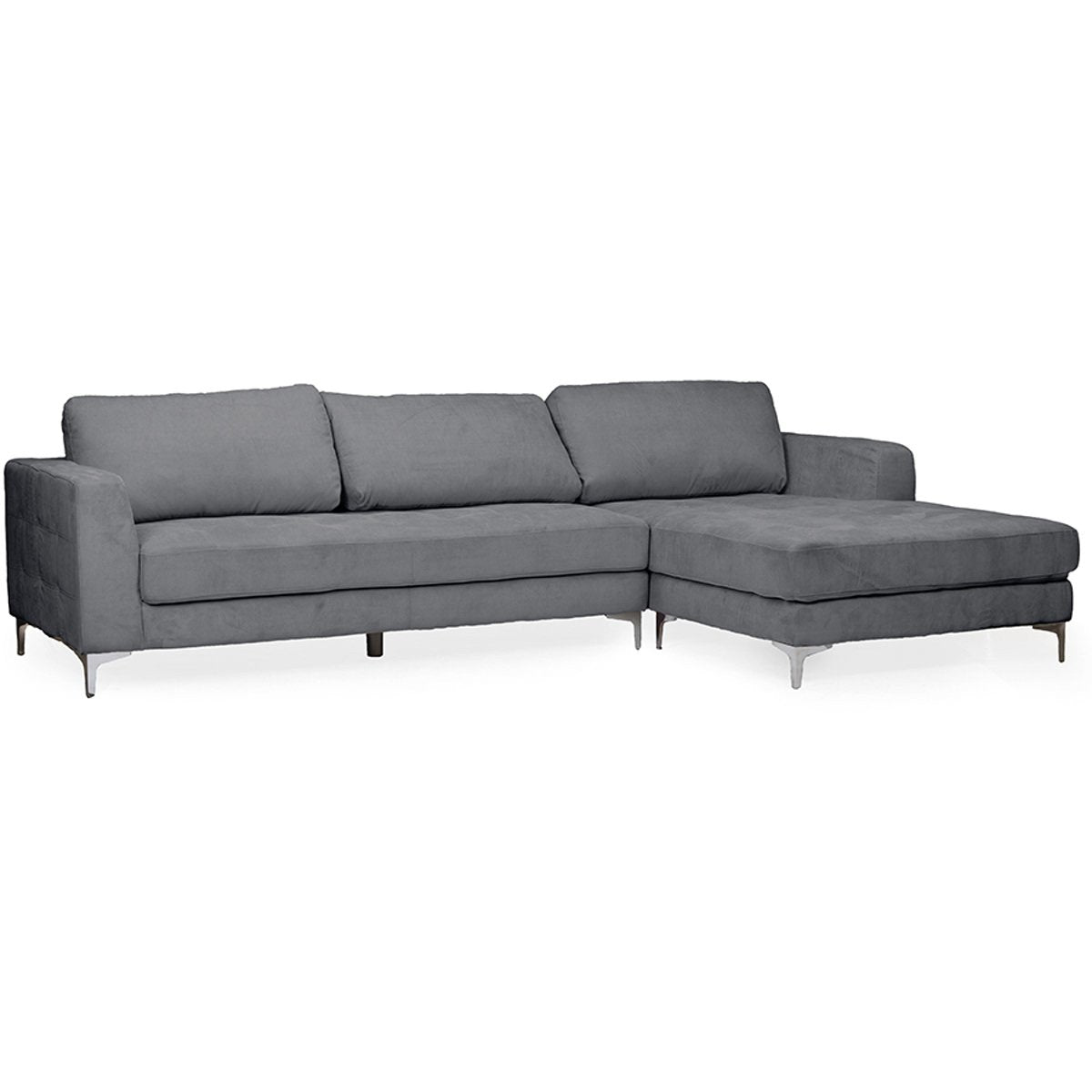 Baxton Studio Agnew Contemporary Light Beige Microfiber Right Facing Sectional Sofa Baxton Studio-sectionals-Minimal And Modern - 2