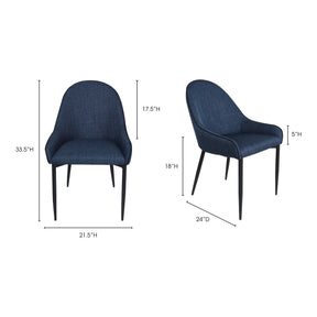 Moe's Home Collection Lapis Dining Chair Dark Blue-Set of Two - UU-1001-26