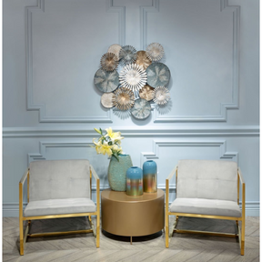 Vibrant Armchair In Grey Velvet & Gold