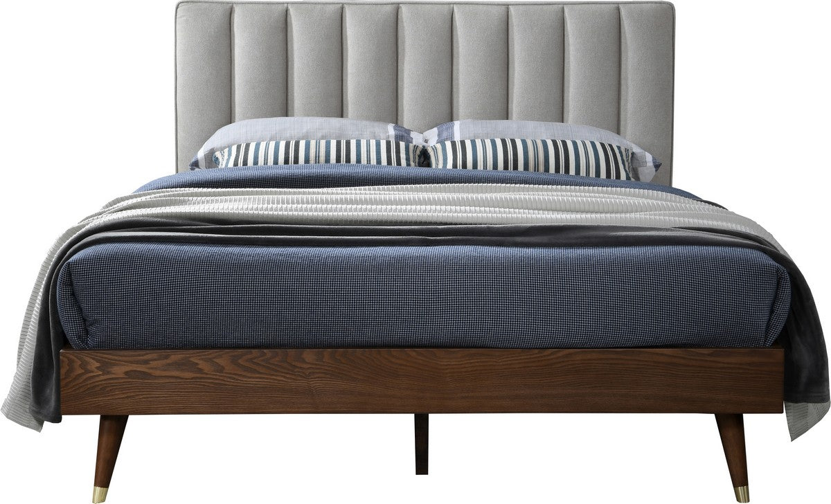 Meridian Furniture Vance Beige Linen Fabric Queen Bed (3 Boxes)