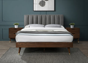 Meridian Furniture Vance Grey Linen Fabric King Bed (3 Boxes)