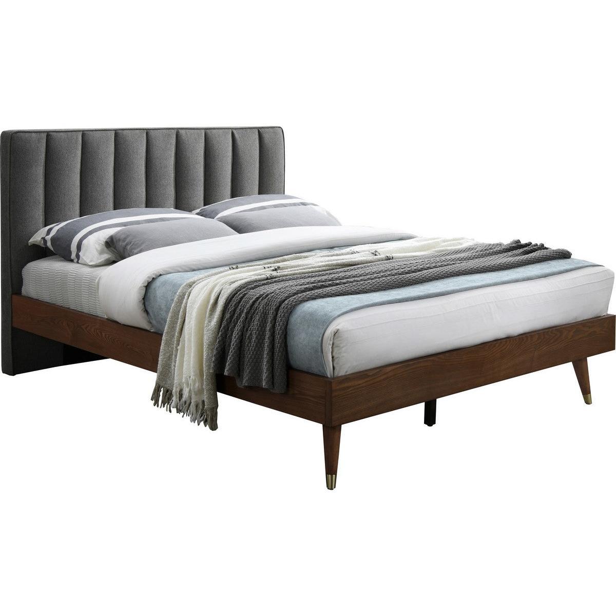 Meridian Furniture Vance Grey Linen Fabric Queen Bed (3 Boxes)Meridian Furniture - Queen Bed (3 Boxes) - Minimal And Modern - 1