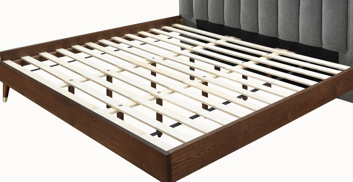 Meridian Furniture Vance Grey Linen Fabric Queen Bed (3 Boxes)