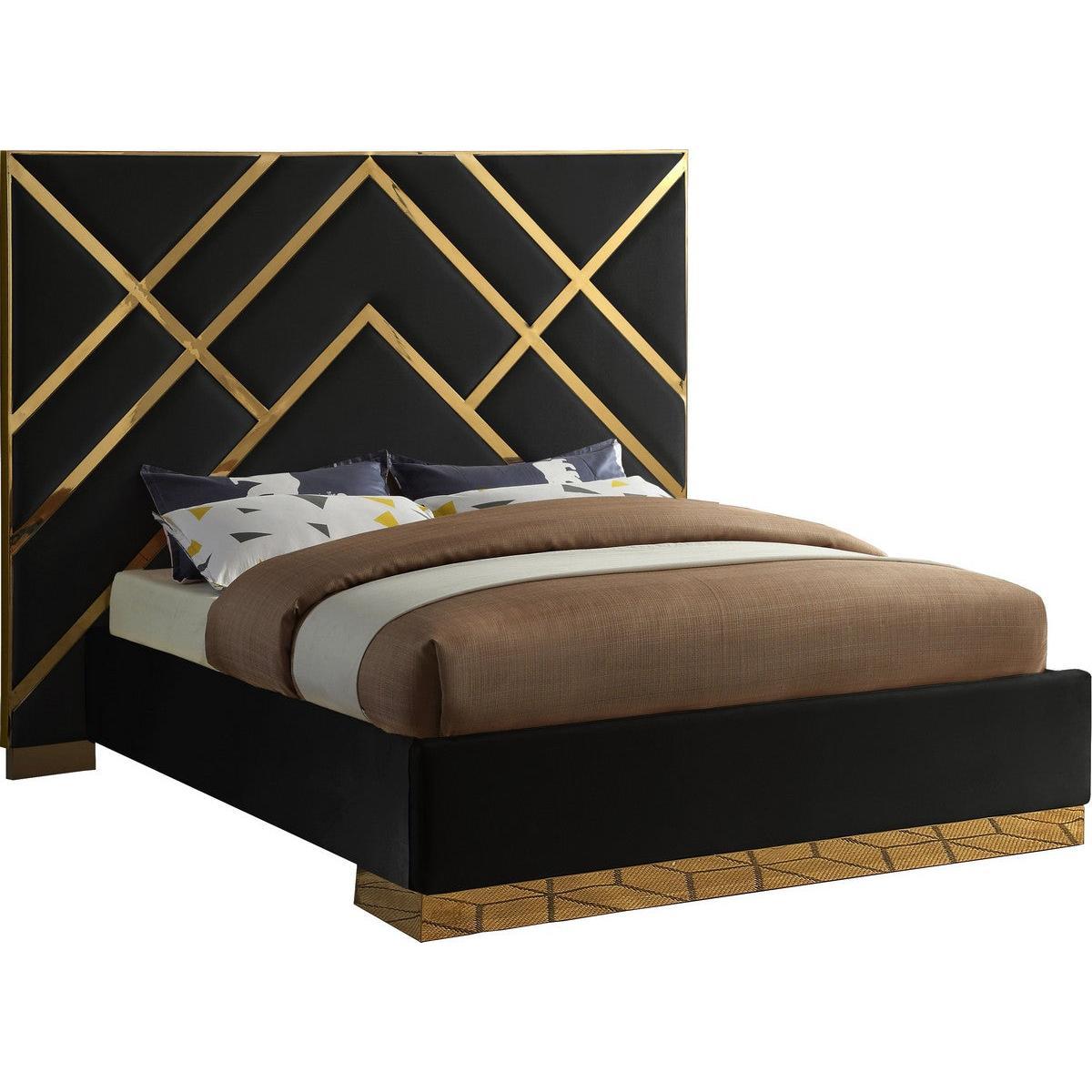 Meridian Furniture Vector Black Velvet King BedMeridian Furniture - King Bed - Minimal And Modern - 1