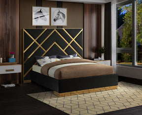 Meridian Furniture Vector Black Velvet King Bed