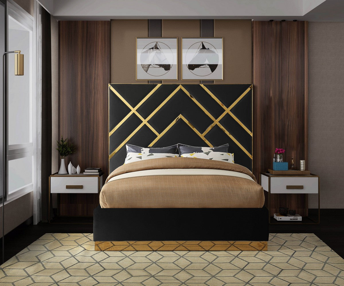 Meridian Furniture Vector Black Velvet King Bed
