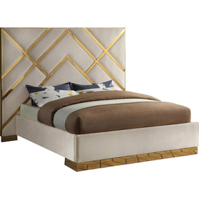 Meridian Furniture Vector Cream  Velvet King BedMeridian Furniture - King Bed - Minimal And Modern - 1