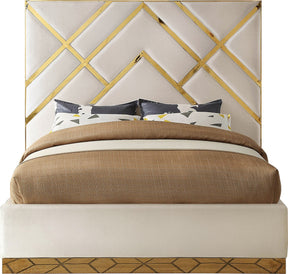 Meridian Furniture Vector Cream  Velvet King Bed