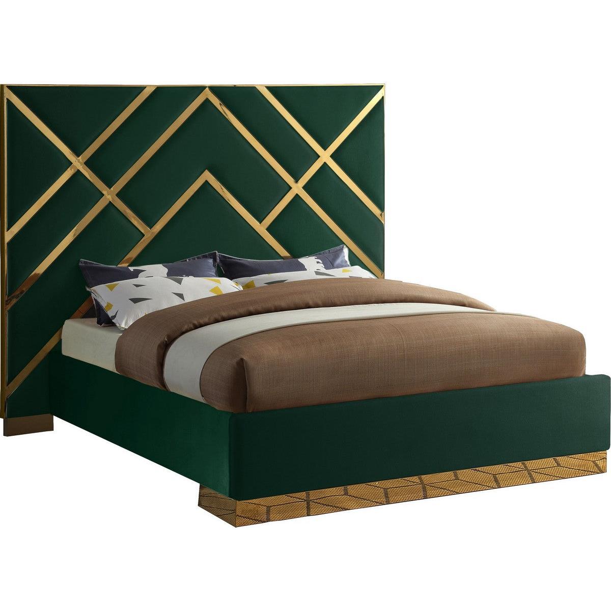 Meridian Furniture Vector Green Velvet King BedMeridian Furniture - King Bed - Minimal And Modern - 1