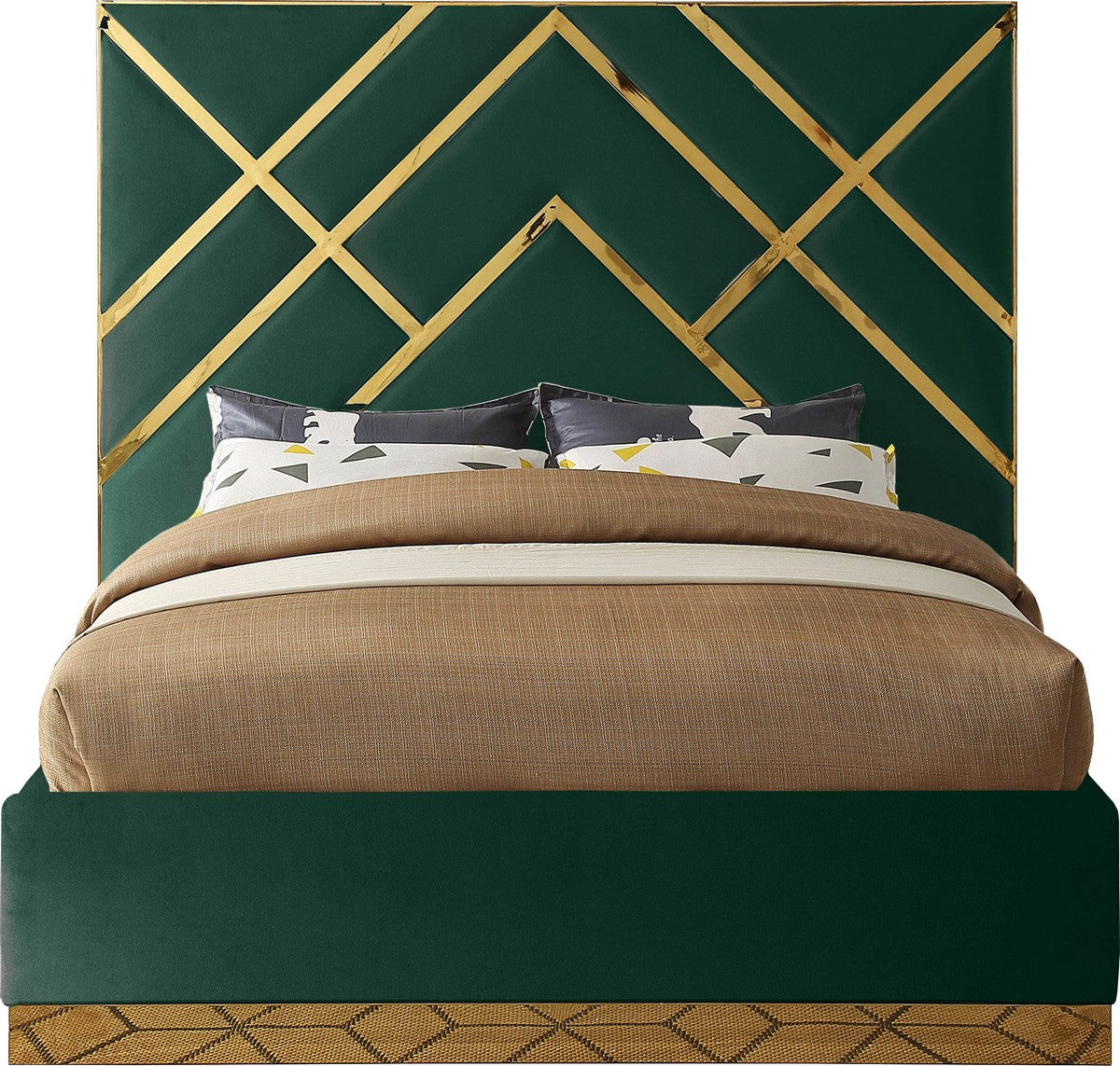 Meridian Furniture Vector Green Velvet King Bed