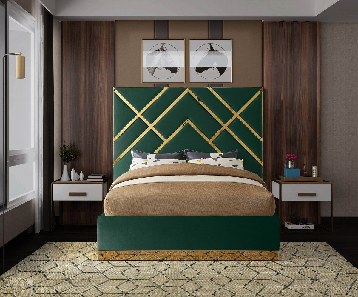 Meridian Furniture Vector Green Velvet King Bed