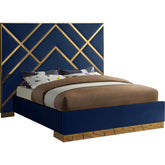 Meridian Furniture Vector Navy Velvet King BedMeridian Furniture - King Bed - Minimal And Modern - 1