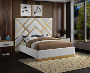 Meridian Furniture Vector White Faux Leather King Bed