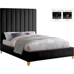 Meridian Furniture Via Black Velvet Full BedMeridian Furniture - Full Bed - Minimal And Modern - 1