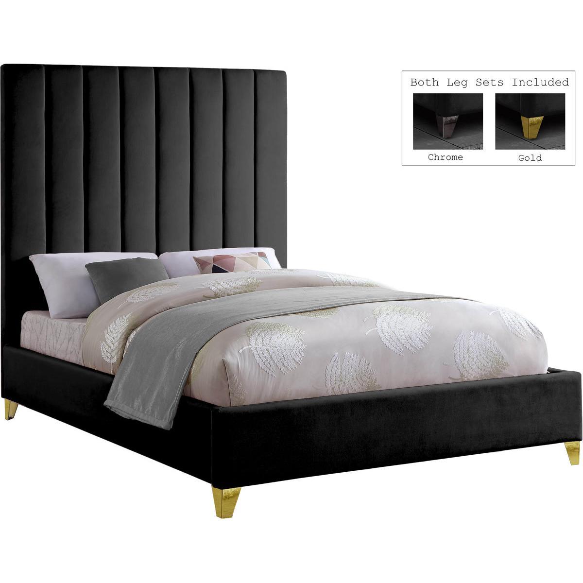 Meridian Furniture Via Black Velvet Queen BedMeridian Furniture - Queen Bed - Minimal And Modern - 1
