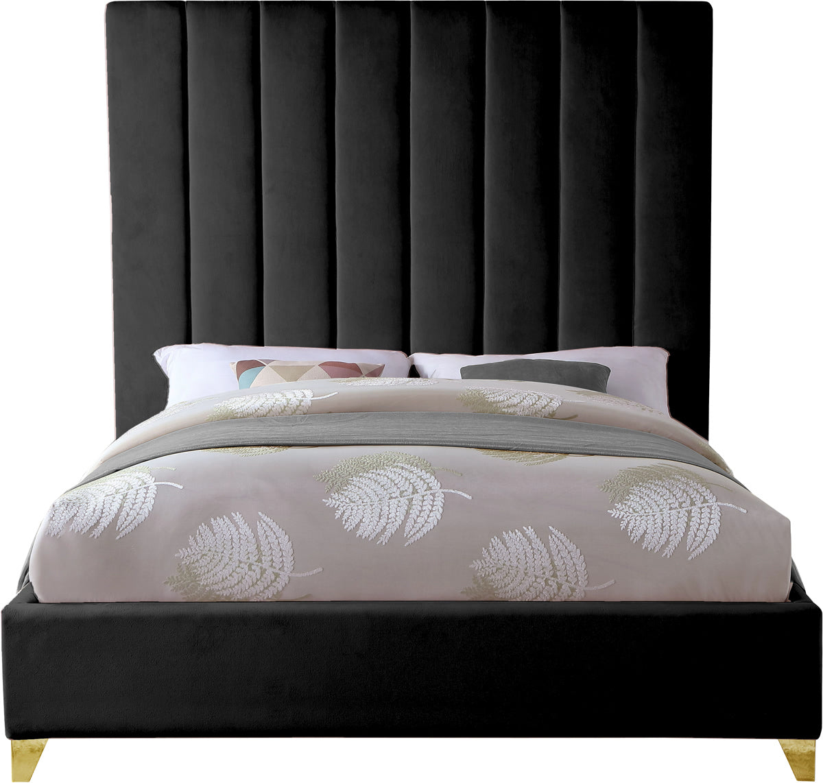 Meridian Furniture Via Black Velvet Queen Bed