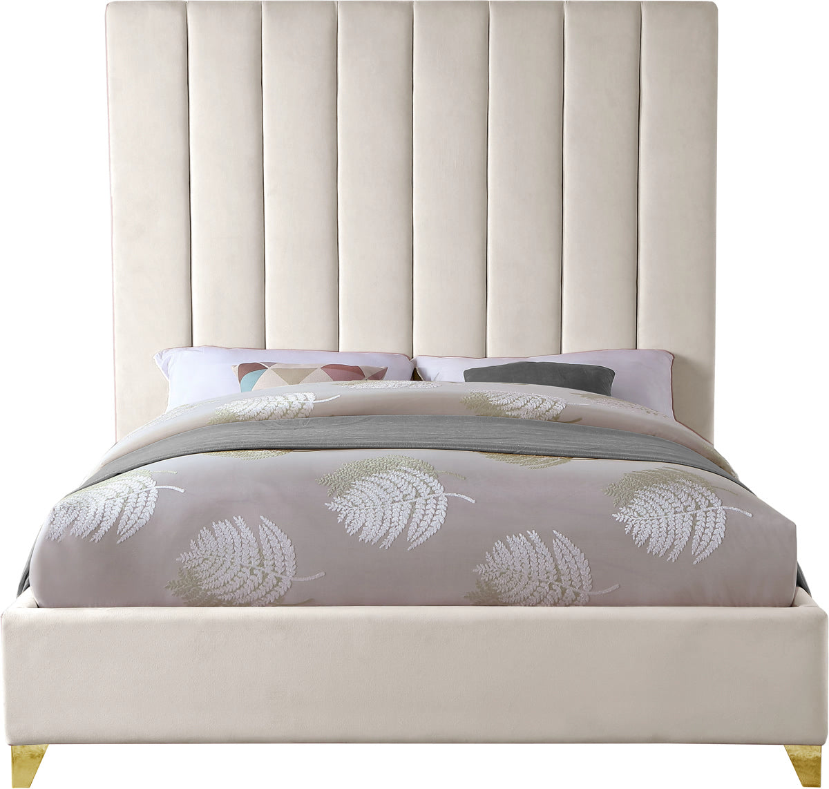 Meridian Furniture Via Cream Velvet Full Bed