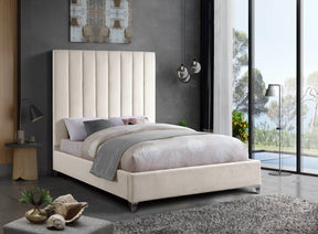 Meridian Furniture Via Cream Velvet King Bed