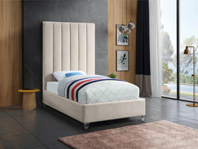 Meridian Furniture Via Cream Velvet Twin Bed