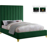 Meridian Furniture Via Green Velvet Full BedMeridian Furniture - Full Bed - Minimal And Modern - 1
