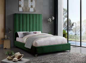 Meridian Furniture Via Green Velvet Full Bed
