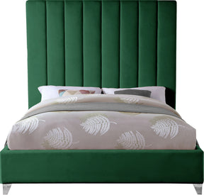 Meridian Furniture Via Green Velvet Full Bed