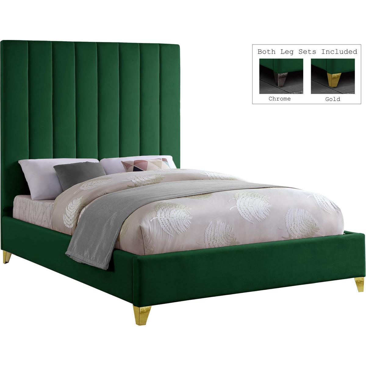 Meridian Furniture Via Green Velvet King BedMeridian Furniture - King Bed - Minimal And Modern - 1