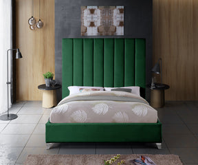 Meridian Furniture Via Green Velvet Queen Bed