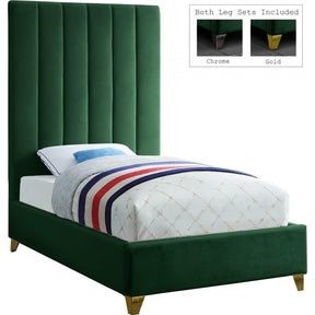 Meridian Furniture Via Green Velvet Twin BedMeridian Furniture - Twin Bed - Minimal And Modern - 1