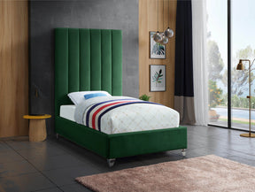 Meridian Furniture Via Green Velvet Twin Bed