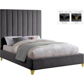 Meridian Furniture Via Grey Velvet Full BedMeridian Furniture - Full Bed - Minimal And Modern - 1