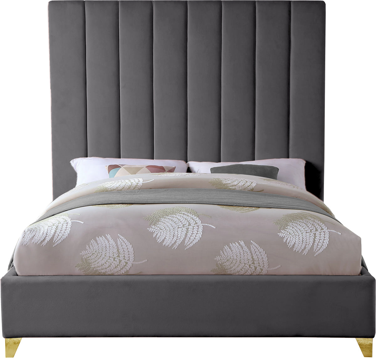 Meridian Furniture Via Grey Velvet King Bed