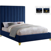 Meridian Furniture Via Navy Velvet King BedMeridian Furniture - King Bed - Minimal And Modern - 1