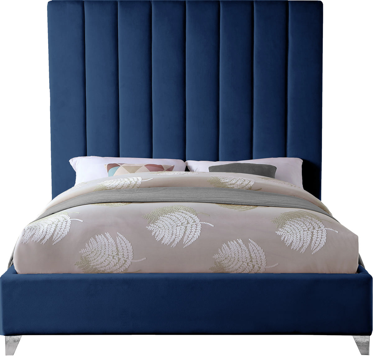 Meridian Furniture Via Navy Velvet King Bed