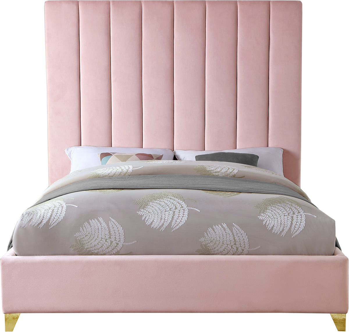 Meridian Furniture Via Pink Velvet Full Bed