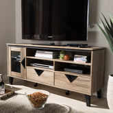 Baxton Studio Cardiff Modern and Contemporary Light Brown Wood 55-Inch TV Stand Baxton Studio-TV Stands-Minimal And Modern - 1