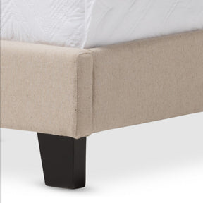 Baxton Studio Paris Modern and Contemporary Beige Linen Upholstered Twin Size Tufting Bed