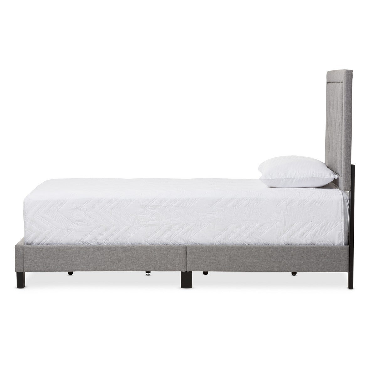 Baxton Studio Paris Modern and Contemporary Grey Fabric Upholstered Twin Size Tufting Bed
