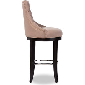 Baxton Studio Harmony Modern and Contemporary Button-tufted Beige Fabric Upholstered Bar Stool with Metal Footrest Baxton Studio-Bar Stools-Minimal And Modern - 3