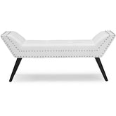 Baxton Studio Tamblin Modern and Contemporary White Faux Leather Upholstered Large Ottoman Seating Bench Baxton Studio-benches-Minimal And Modern - 1