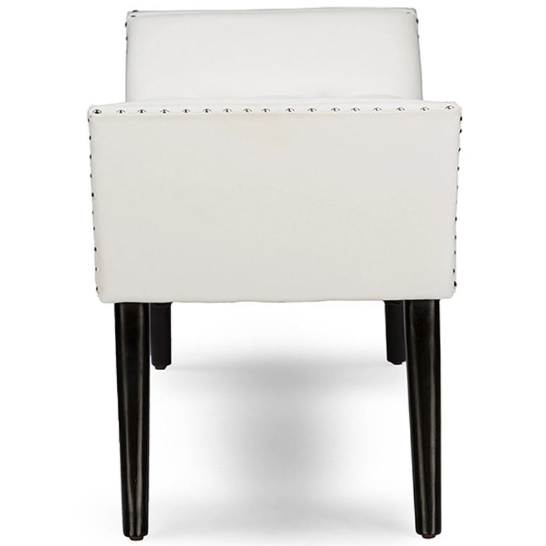 Baxton Studio Tamblin Modern and Contemporary White Faux Leather Upholstered Large Ottoman Seating Bench Baxton Studio-benches-Minimal And Modern - 3