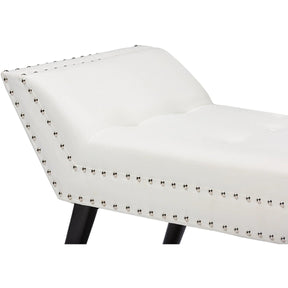 Baxton Studio Tamblin Modern and Contemporary White Faux Leather Upholstered Large Ottoman Seating Bench Baxton Studio-benches-Minimal And Modern - 4