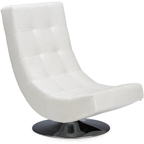 Baxton Studio Baxton Studio Elsa Modern and Contemporary White Faux Leather Upholstered Swivel Chair with Metal Base Baxton Studio-chairs-Minimal And Modern - 2