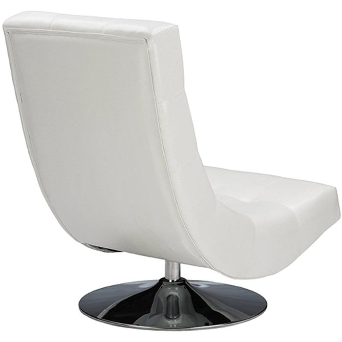 Baxton Studio Baxton Studio Elsa Modern and Contemporary White Faux Leather Upholstered Swivel Chair with Metal Base Baxton Studio-chairs-Minimal And Modern - 4