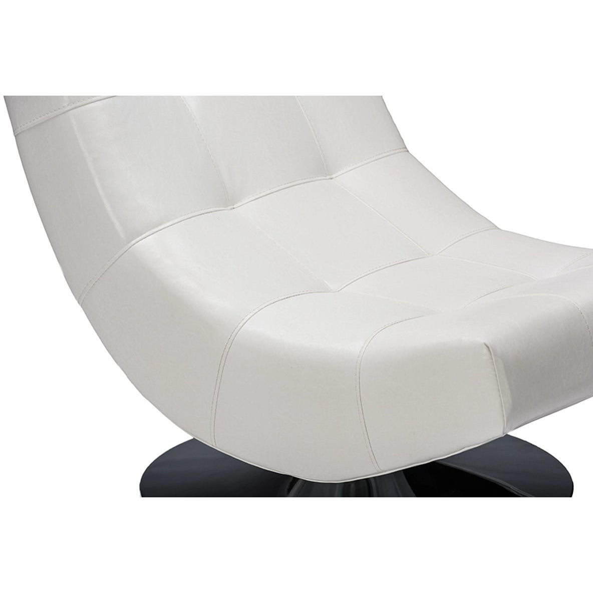 Baxton Studio Baxton Studio Elsa Modern and Contemporary White Faux Leather Upholstered Swivel Chair with Metal Base Baxton Studio-chairs-Minimal And Modern - 5