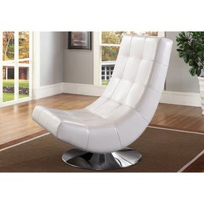 Baxton Studio Baxton Studio Elsa Modern and Contemporary White Faux Leather Upholstered Swivel Chair with Metal Base Baxton Studio-chairs-Minimal And Modern - 6