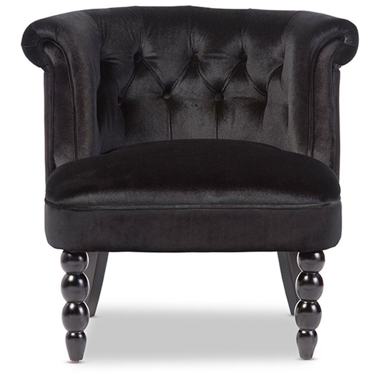 Baxton Studio Flax Victorian Style Contemporary Black Velvet Fabric Upholstered Vanity Accent Chair Baxton Studio-chairs-Minimal And Modern - 2